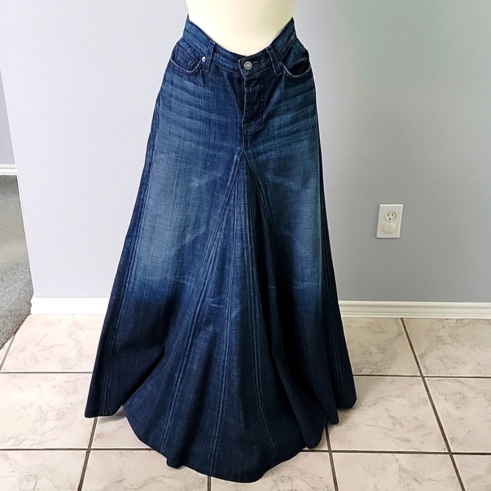 7 for all mankind maxi denim skirt